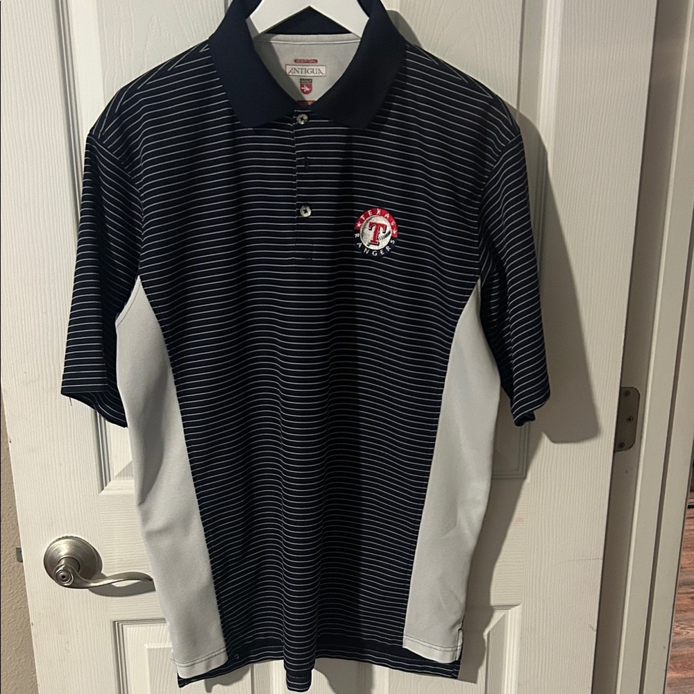 Antigua Navy & White Striped MLB Texas Rangers baseball golf Polo